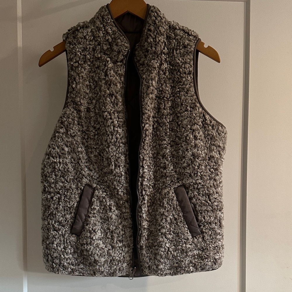 Reversible Cozy Gray Sherpa Vest